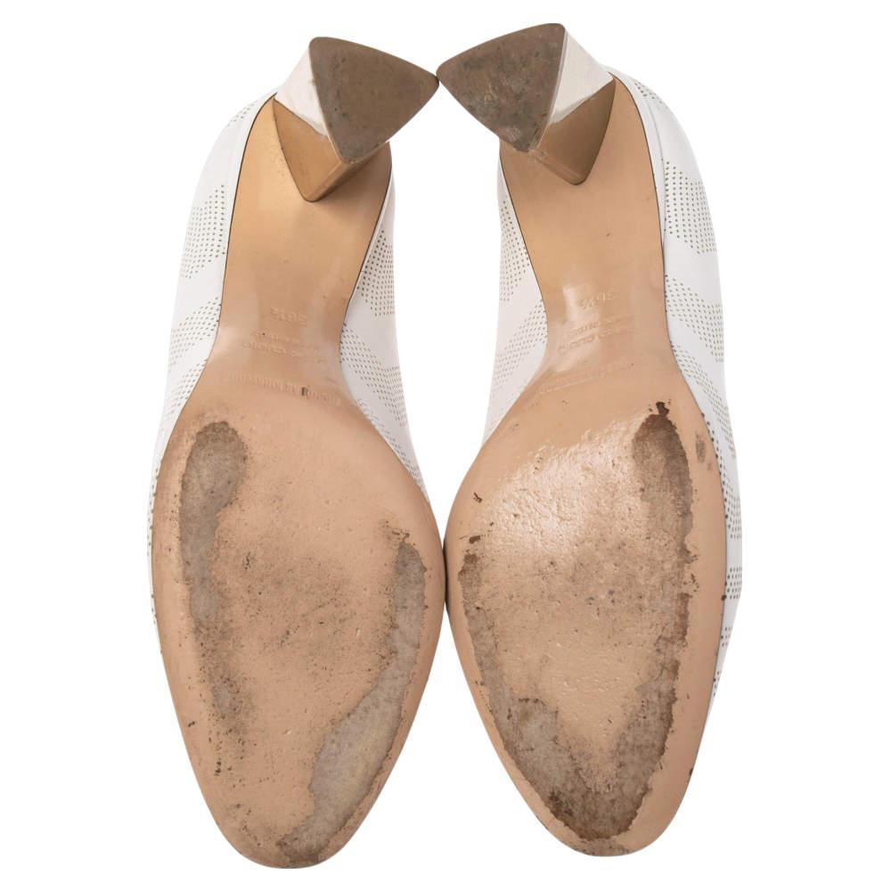 Nicholas Kirkwood White Perforated Leather Briona Prism Pumps Size 36.5 2