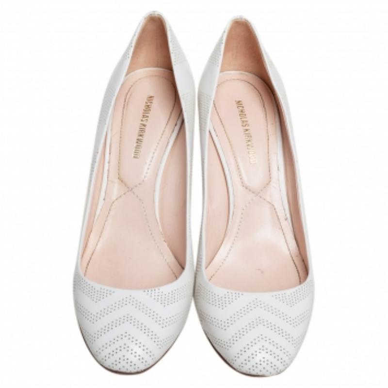 Nicholas Kirkwood Weiß Perforierte Briona Prism Pumps aus Leder Größe 37 2
