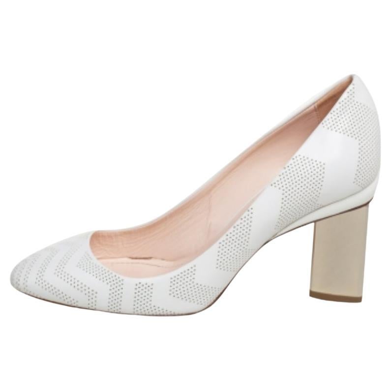 Nicholas Kirkwood White Perforated Leather Briona Prism Pumps Size 37