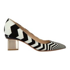 Nicholas Kirkwood Women's Black & White Chevron Striped Pumps
