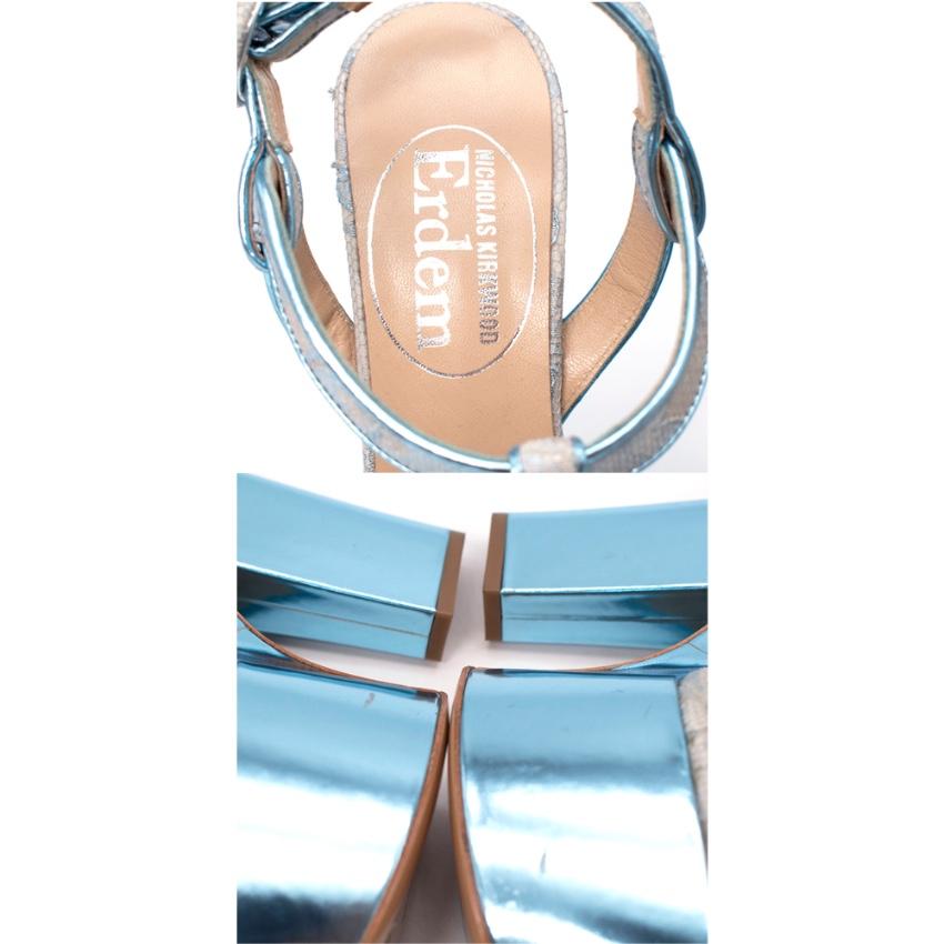 Sandalias de plataforma de piel metalizada y encaje Nicholas Kirkwood x Erdem en venta 3