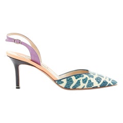 NICHOLAS KIRKWOOD yellow blue print scled leather slingback dorsay pump EU36