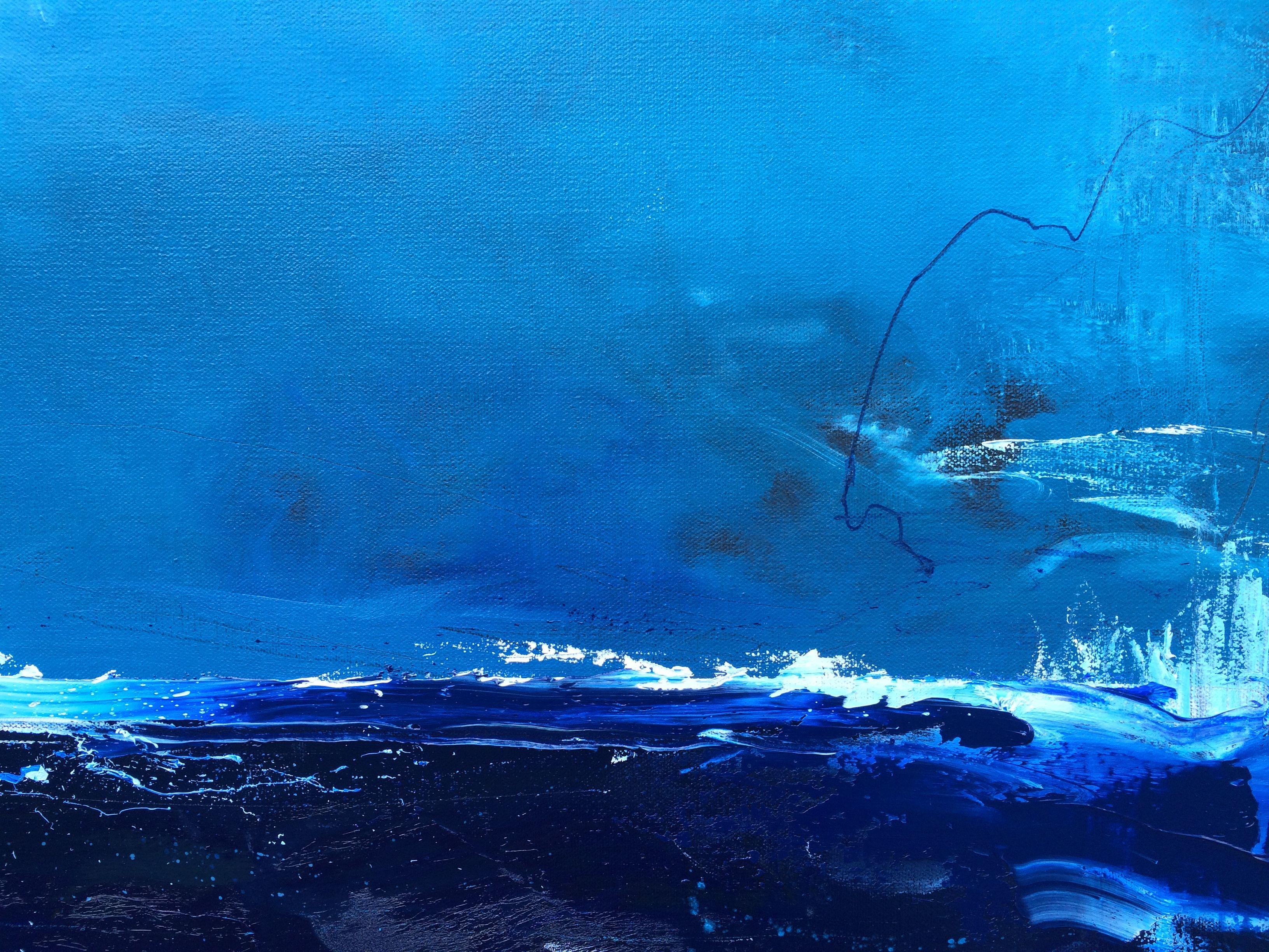 Beneath the Surf, Painting, Oil on Canvas - Blue Abstract Painting by Nicholas Kriefall