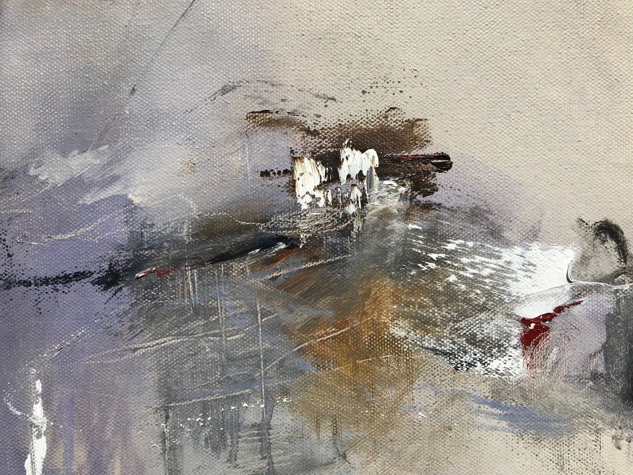 Linea di sangue, Pittura, Olio su tela - Abstract Painting Grigio di Nicholas Kriefall