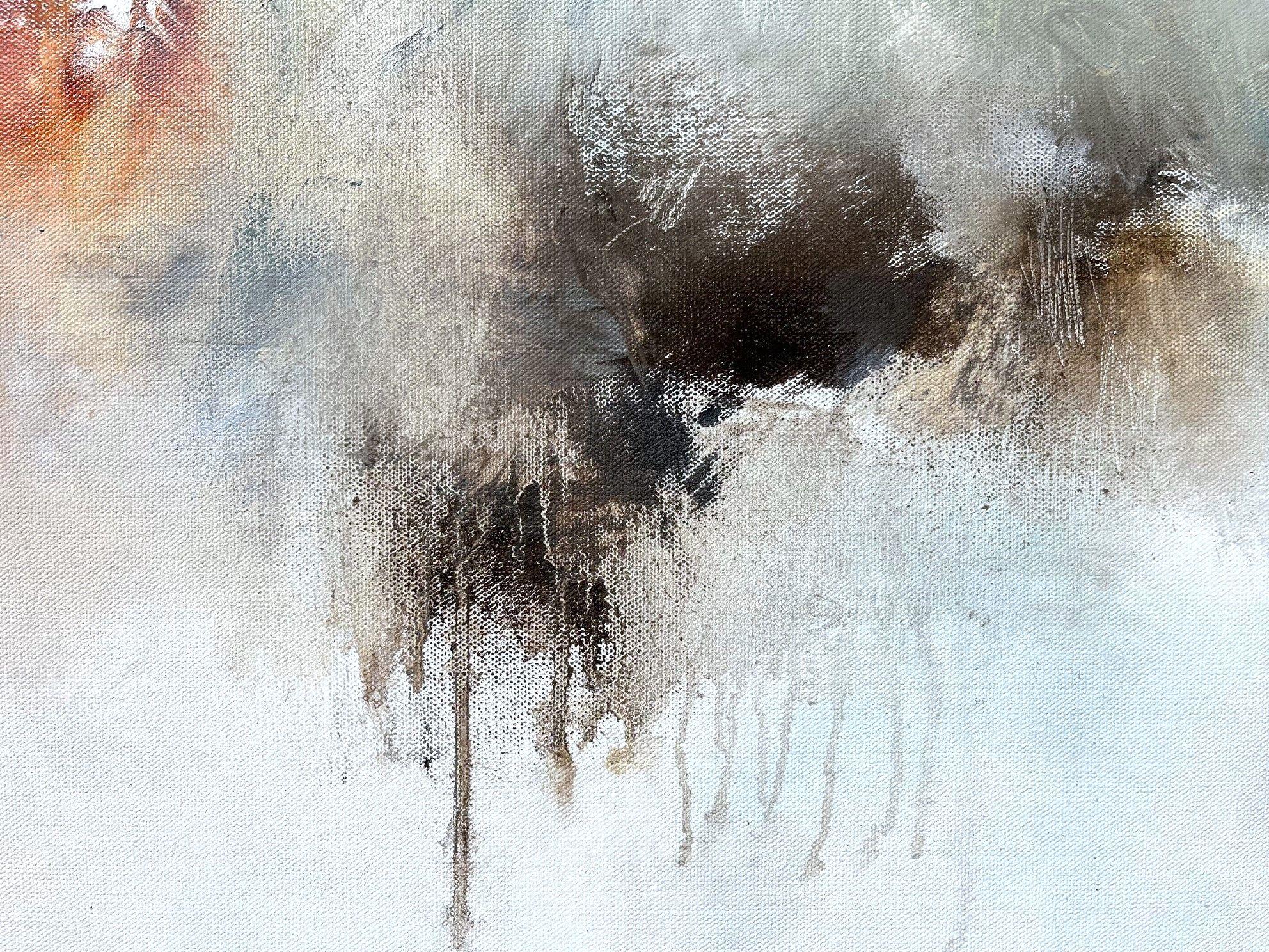 Conserva l'infanzia  II: Grotta, Pittura, Olio su tela - Abstract Painting Grigio di Nicholas Kriefall