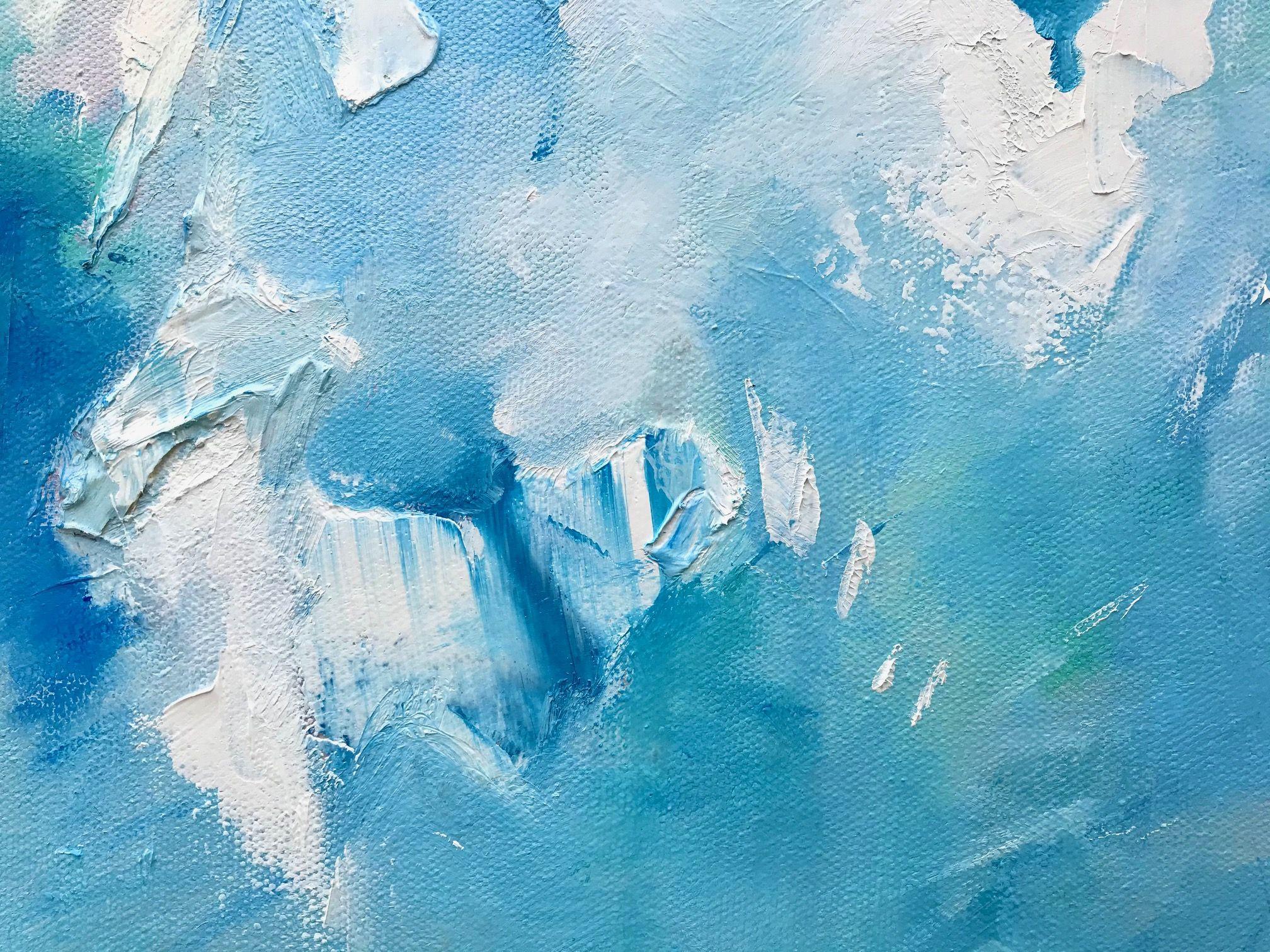 Cliff Dive, Painting, Oil on Canvas - Blue Abstract Painting by Nicholas Kriefall