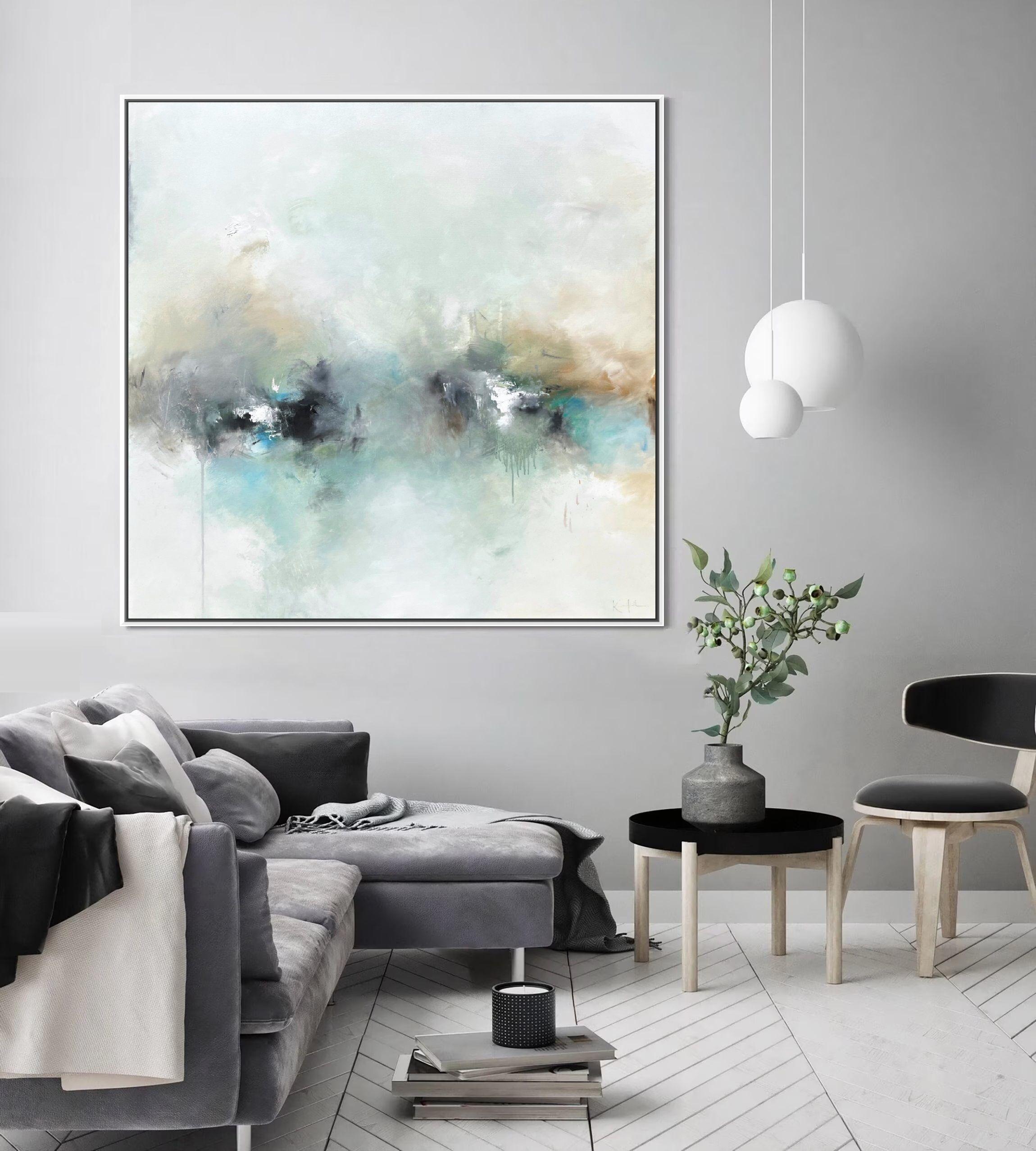 Estuario, Pittura, Olio su tela - Abstract Painting Grigio di Nicholas Kriefall