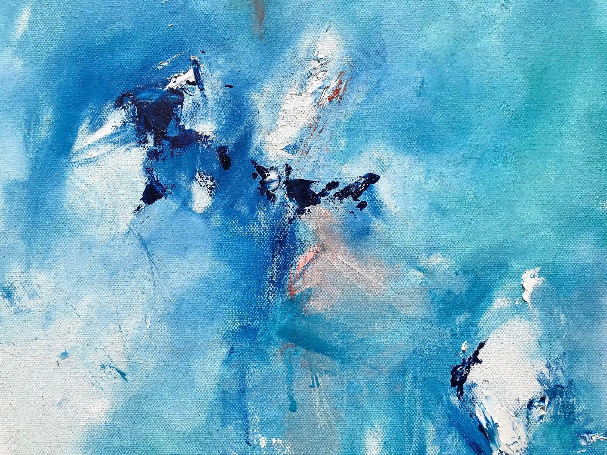 Original abstract oil painting on canvas of an ocean scene in the organic & geometric style I've experimented with for the past few years :: Painting :: Abstract :: This piece comes with an official certificate of authenticity signed by the artist