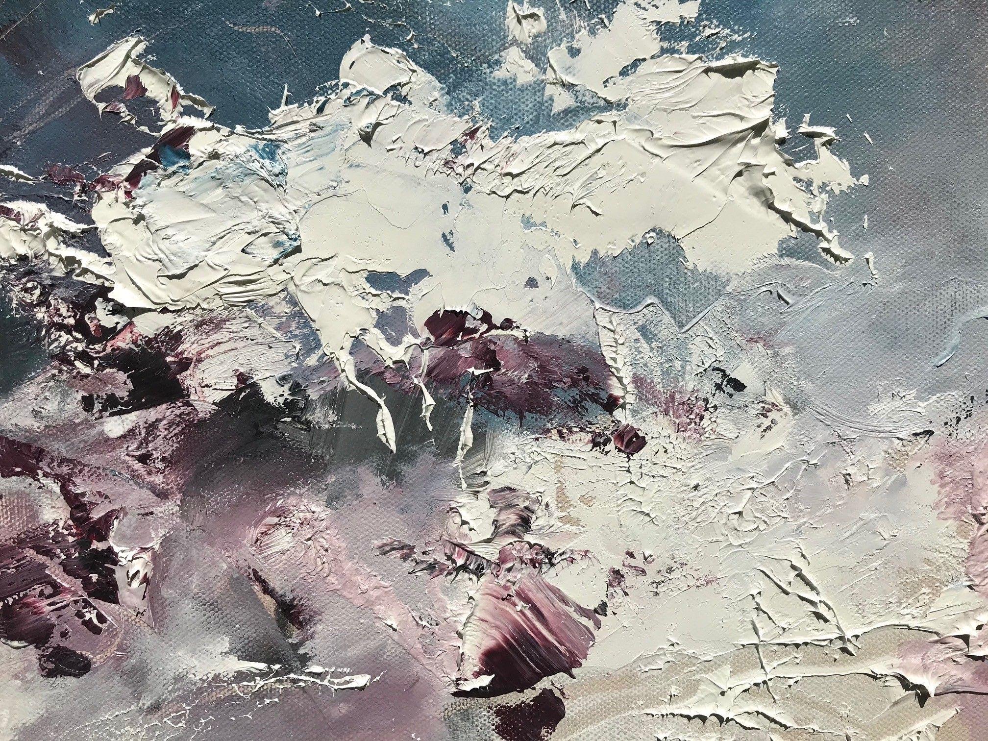 Teste di tuono da corsa, Pittura, Olio su tela - Abstract Painting Beige di Nicholas Kriefall