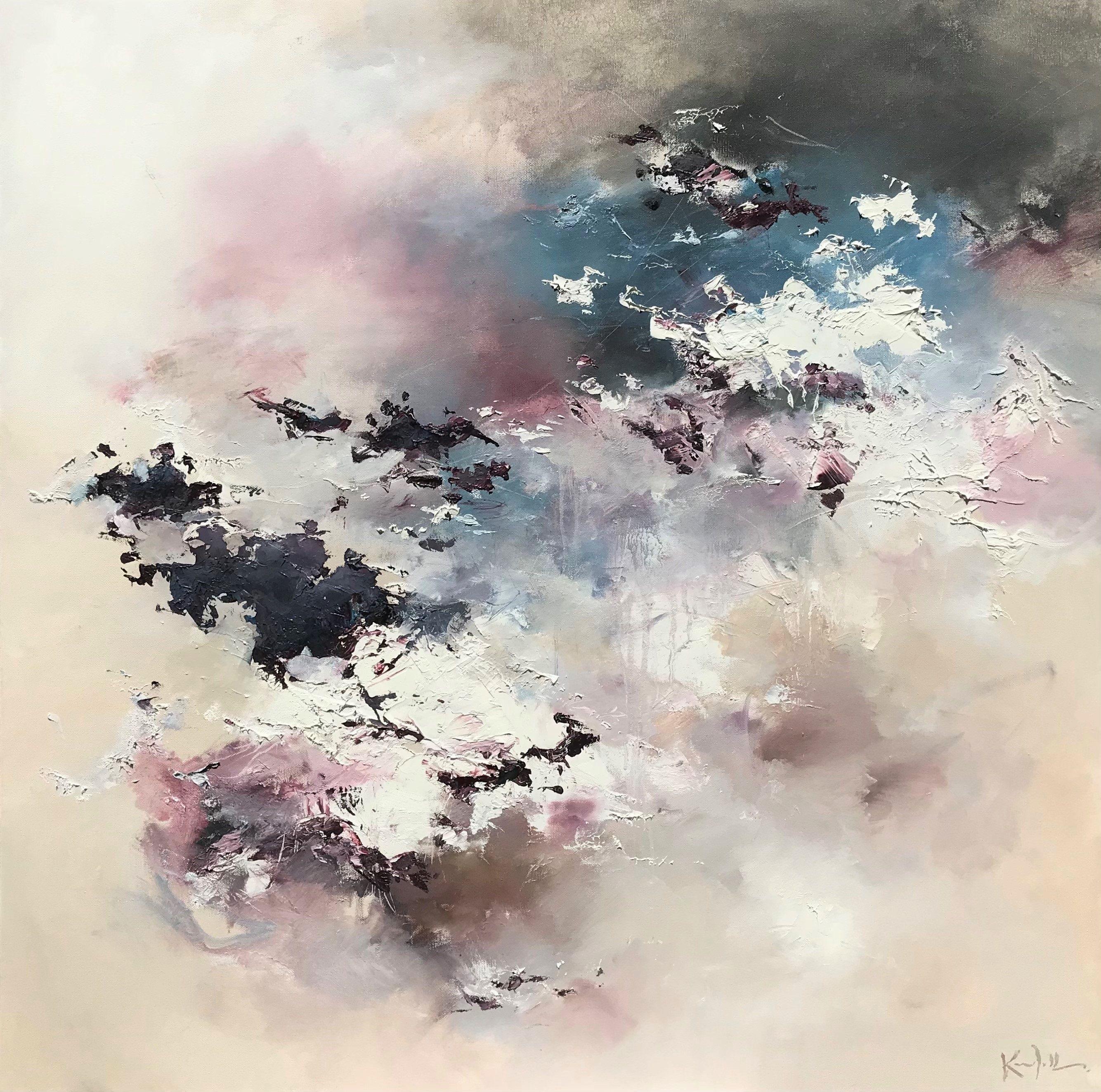 Abstract Painting di Nicholas Kriefall - Teste di tuono da corsa, Pittura, Olio su tela
