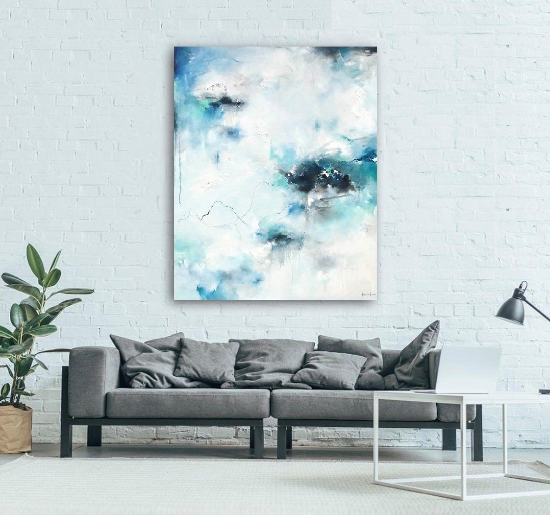 Per questa opera, ispirata da una stagione di pioggia mentre dipingevo, ho voluto utilizzare lo spazio negativo come parte integrante del soggetto :: Pittura :: Astratta :: Questo pezzo viene fornito con un certificato ufficiale di autenticità