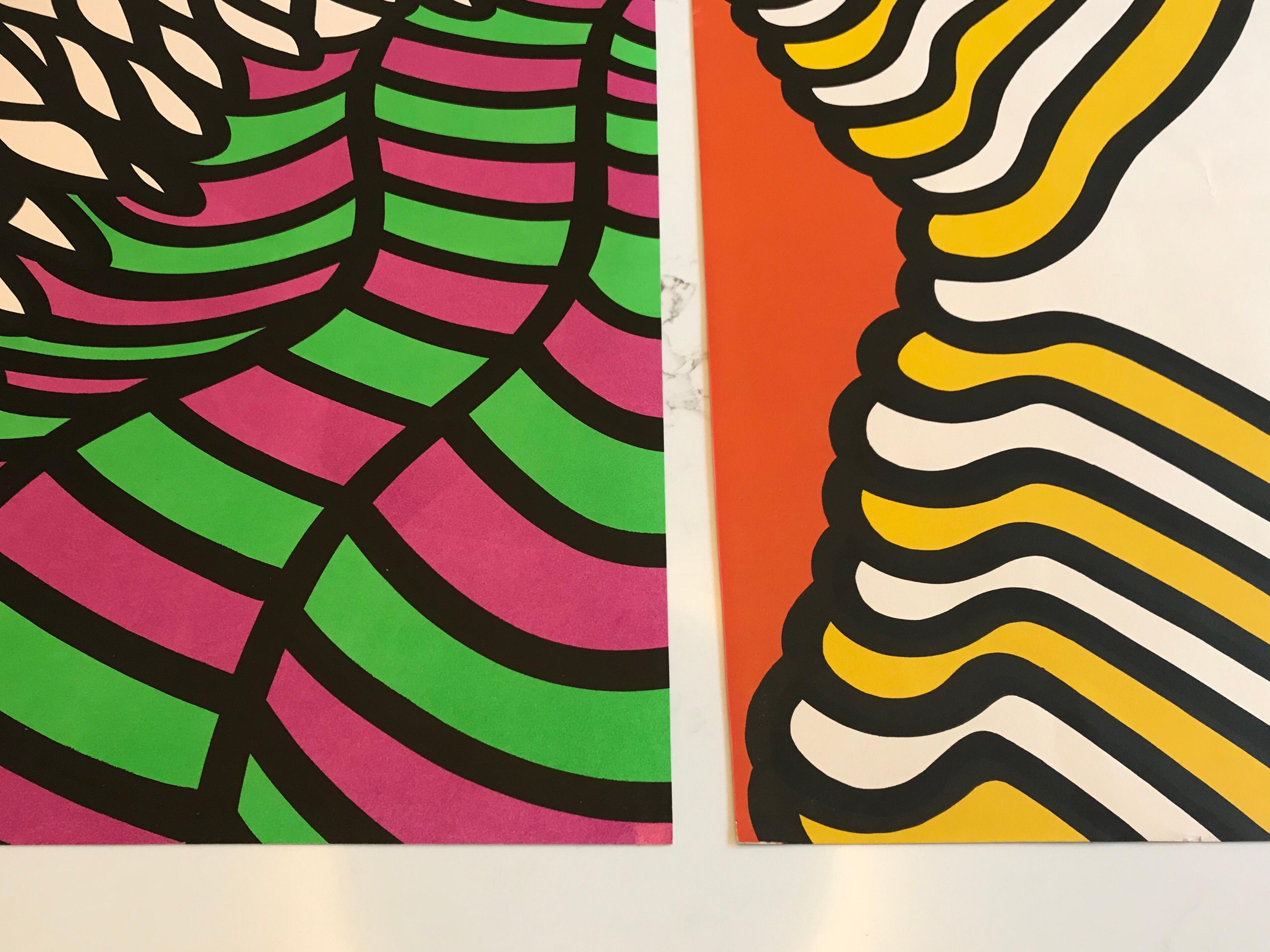 Painted Nicholas Krushenick Colored Lithographs, 1965