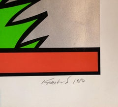 1980 Large Pop Art Silkscreen Abstract Op Art Jagged Edge Bright Color Serigraph