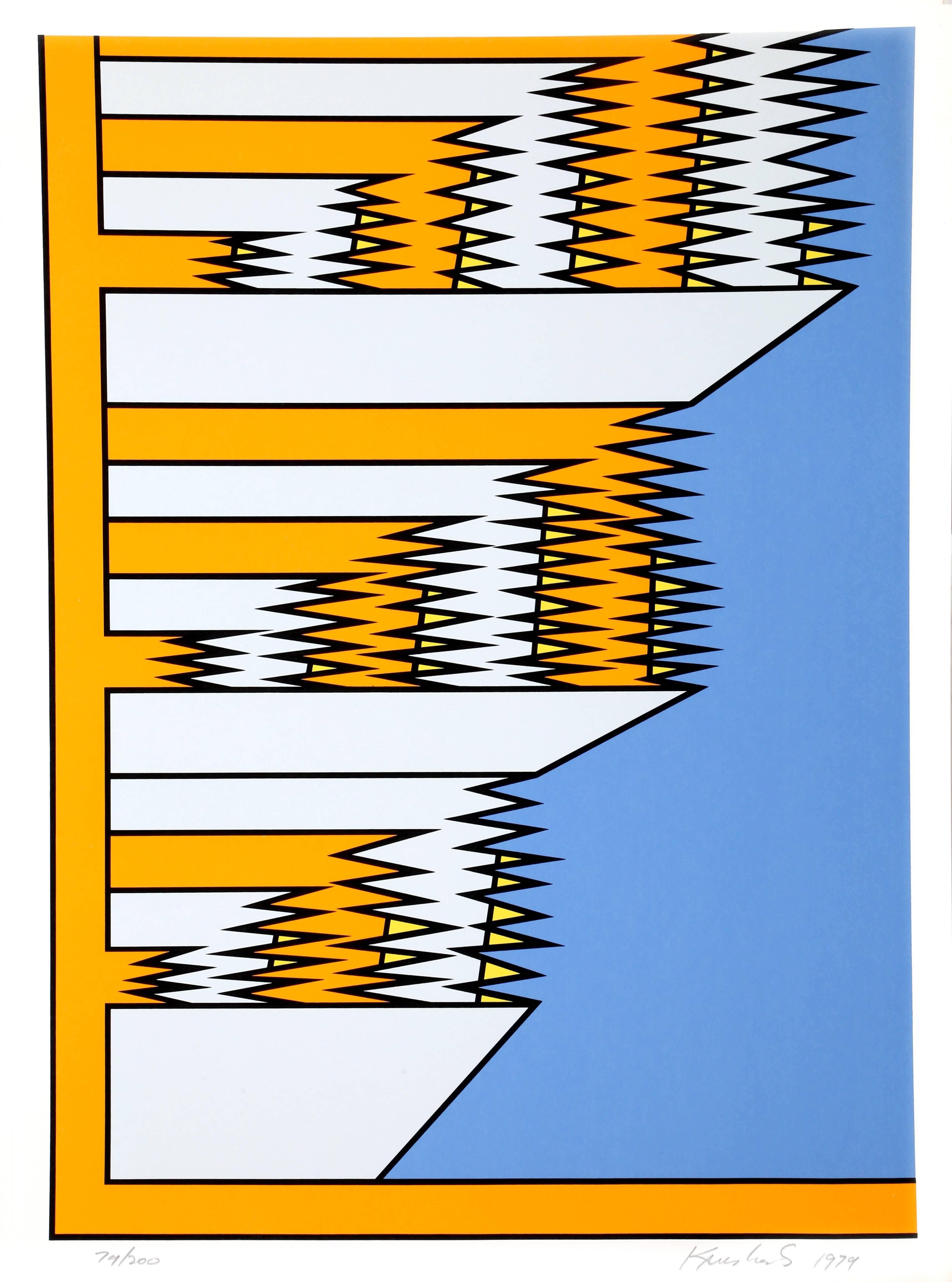 Nicholas Krushenick Abstract Print - Kindergarten, Pop Geometric Abstract Silkscreen by Krushenick