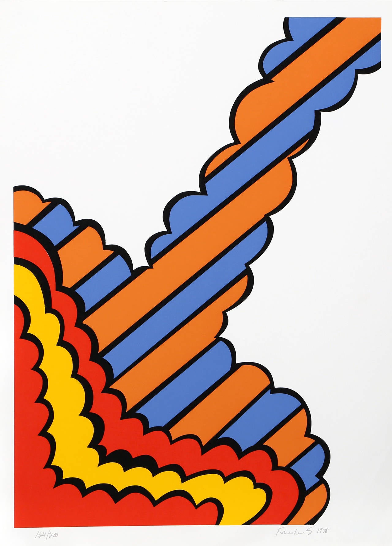 Nicholas Krushenick Abstract Print - North End, Pop Abstract Silkscreen by Krushenick
