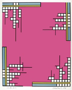 Over the Top, Abstract Geometric Screenprint by Nicholas Krushenick