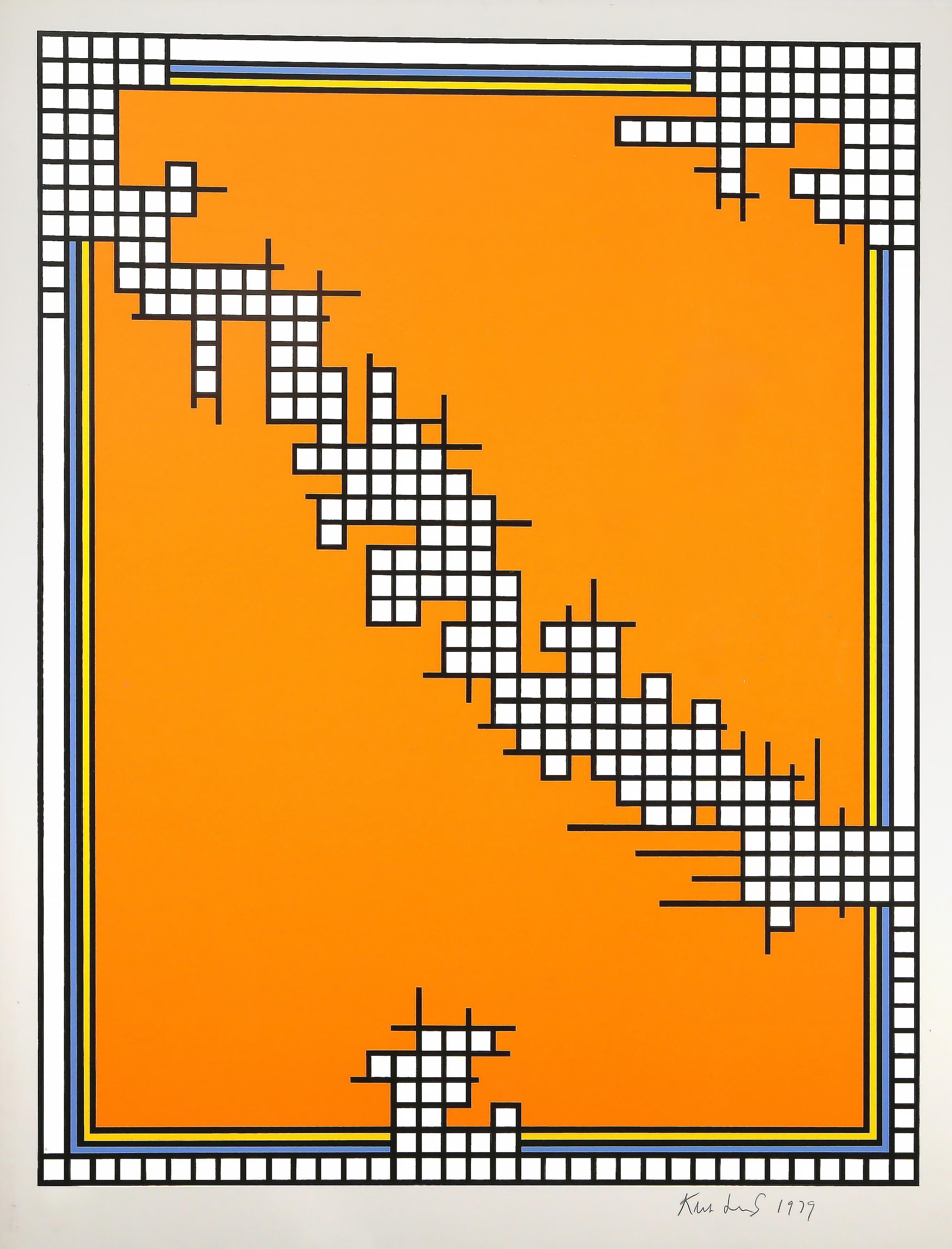 Artist: Nicholas Krushenick, American (1929 - 1999)
Title:	Untitled (Wire Mill Variant)
Year:	1979
Medium:	Silkscreen, signed and numbered in pencil 
Edition:	200, AP 30
Paper Size:	34 in. x 26 in. (86.36 cm x 66.04 cm)