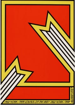 Póster vintage de 1970 del Premio del Consejo de las Artes del Estado de Nueva York Nicholas Krushenick