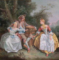 The Bird Cage", Ludwig XV, Fêtes Galantes, Mme. de Pompadour, Rokoko, Allegorie