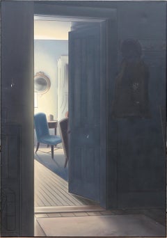 Solitaire (It's 3am), Photorealist Oil on Canvas Painting by Nicholas Maravell