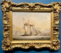 19th Century English Yacht in full sail racing on the high sea