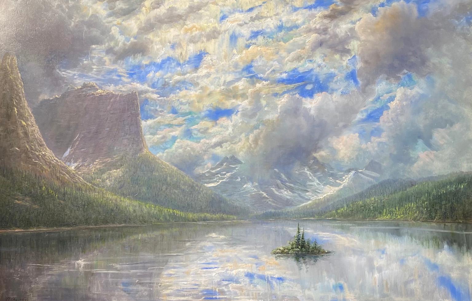 Nicholas Oberling Landscape Painting - Wild Goose Island in Glacier National Park