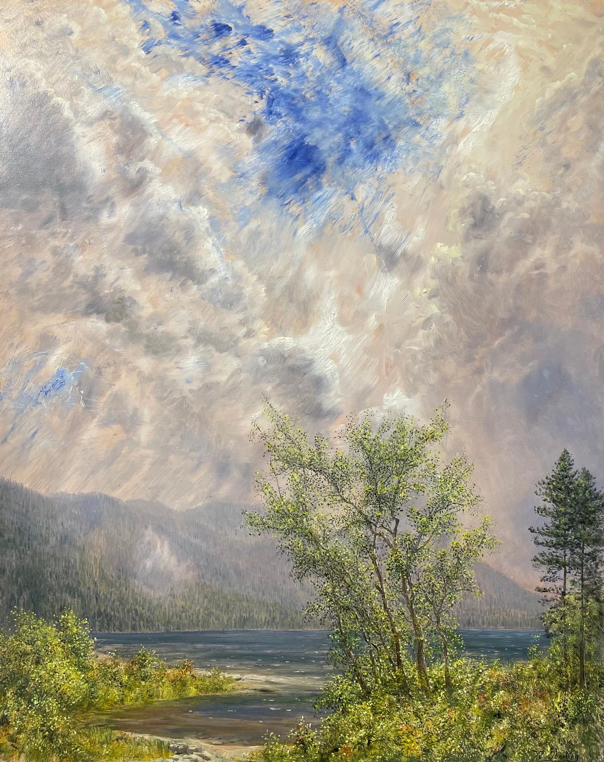 Nicholas Oberling Landscape Painting - Ashley Lake Storm in Montana