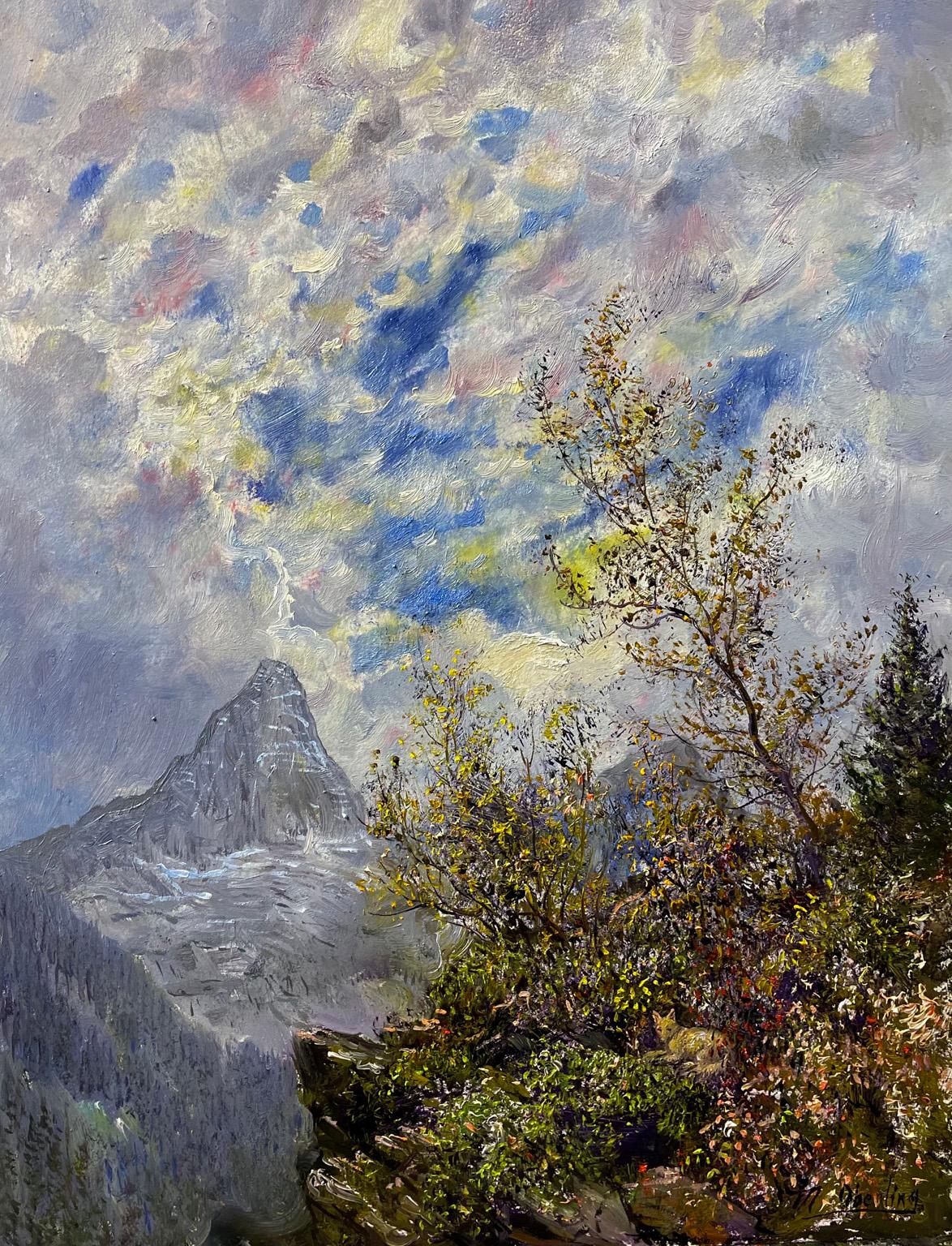 Nicholas Oberling Landscape Painting - Autumn Ledge in Glacier National Park  Montana