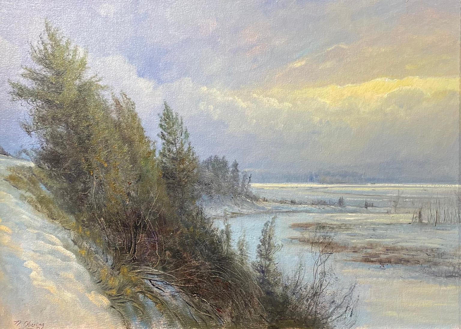 Nicholas Oberling Landscape Painting - Egan Slough and Winter Lights of Montana