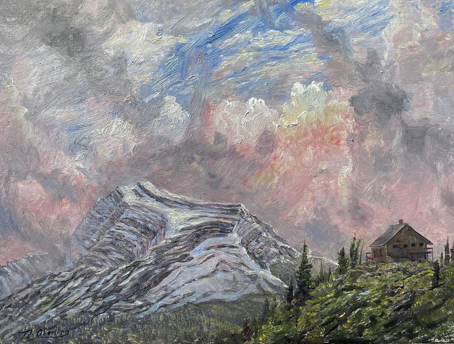 Nicholas Oberling Landscape Painting - Heavens Peak in the Late Afternoon Sun in Glacier National Park