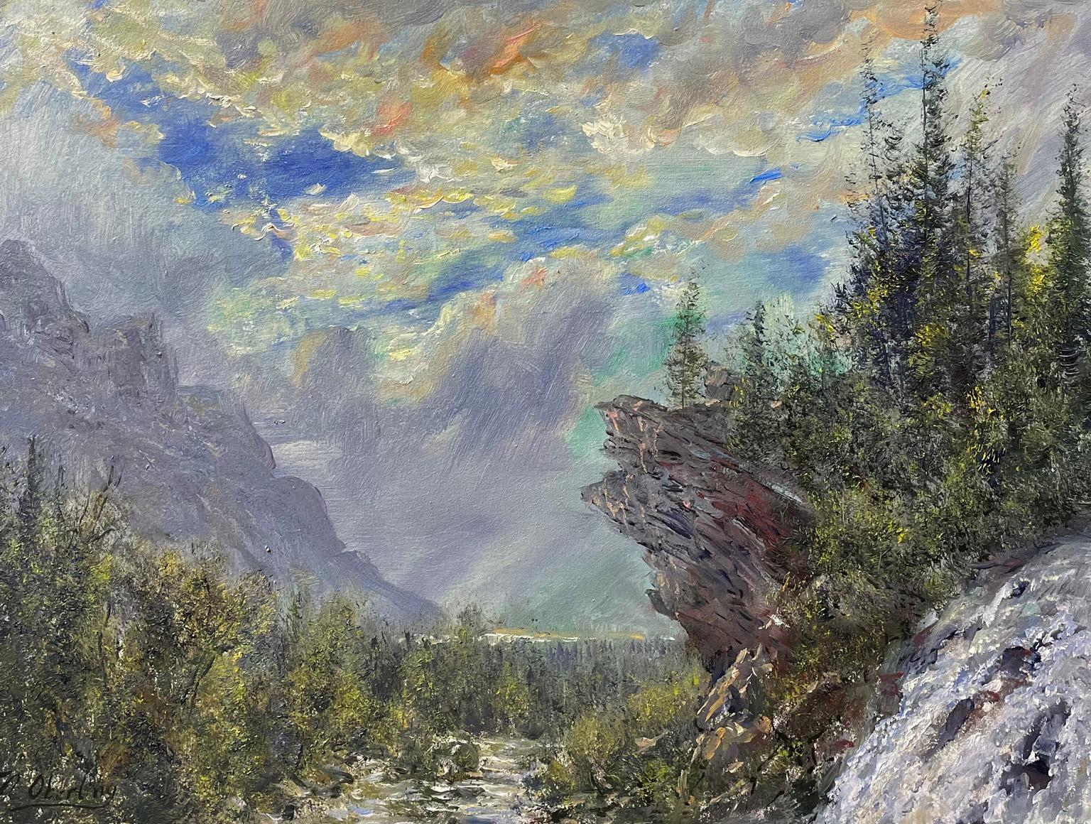 Nicholas Oberling Landscape Painting - Lower Virginia Falls from the Trail in Glacier National Park
