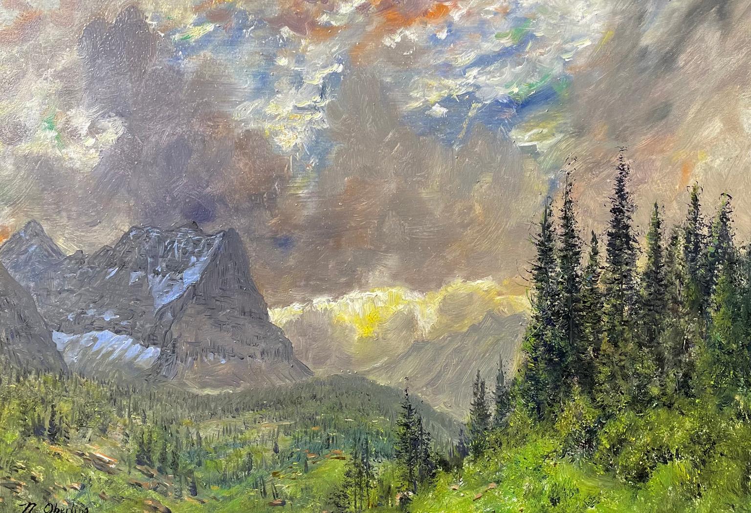 Nicholas Oberling Landscape Painting - Morning Over Going-to-the-Sun Mountain in Glacier National Park