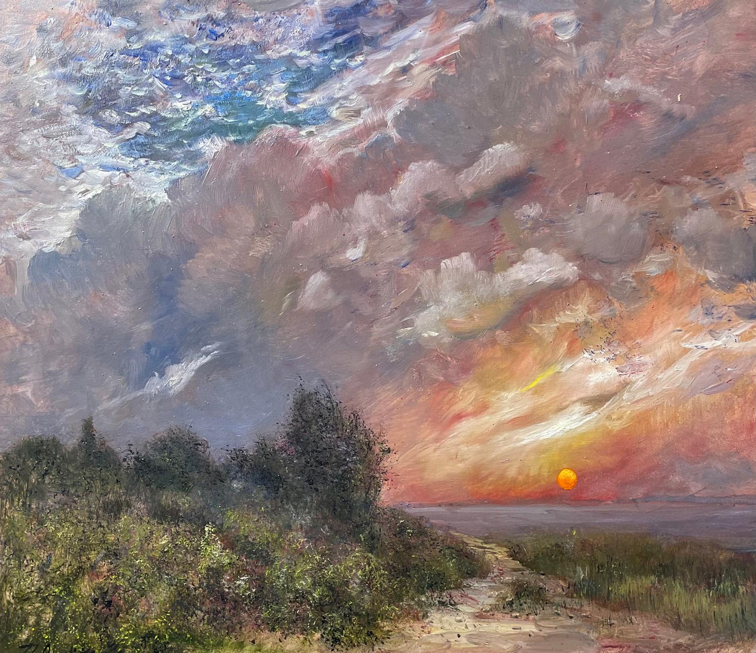 Nicholas Oberling Landscape Painting - Oldfield Beach Sunset on Long Island, New York