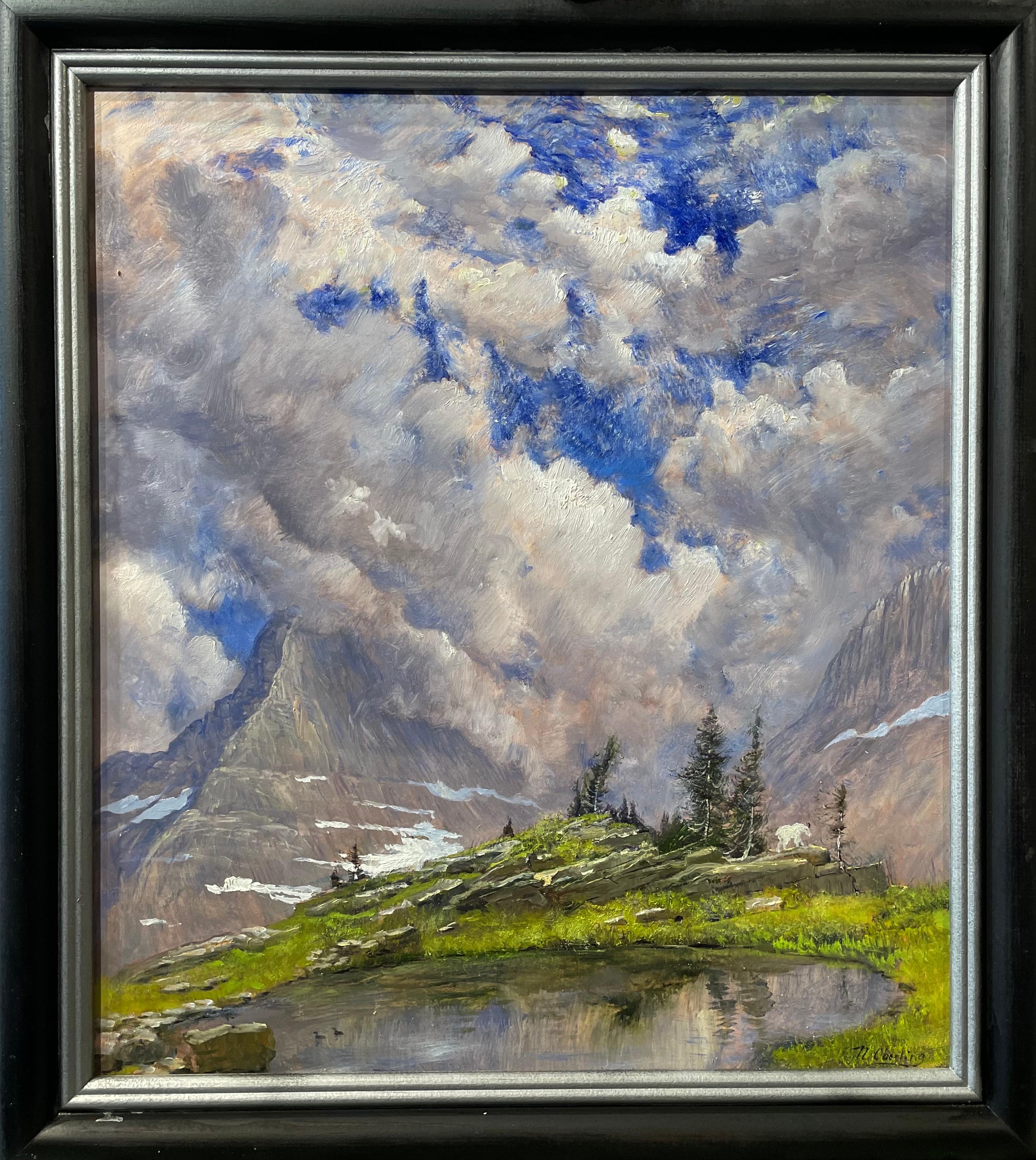 Nicholas Oberling Landscape Painting - Preston Park View from the Trail in Glacier National Park Montana