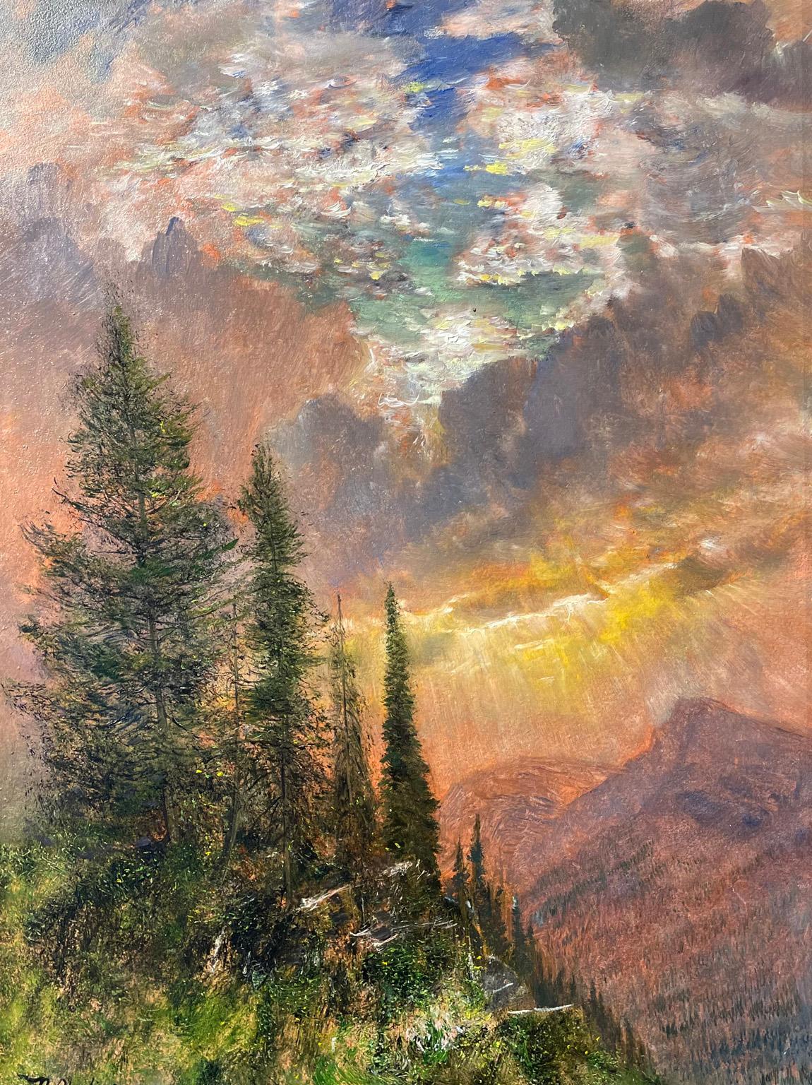 Nicholas Oberling Landscape Painting - Sunrise from the Highline Trail in Glacier National Park Montana