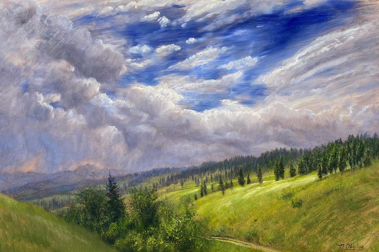 Nicholas Oberling Landscape Painting - End of a Gallatin Valley Road in Montana