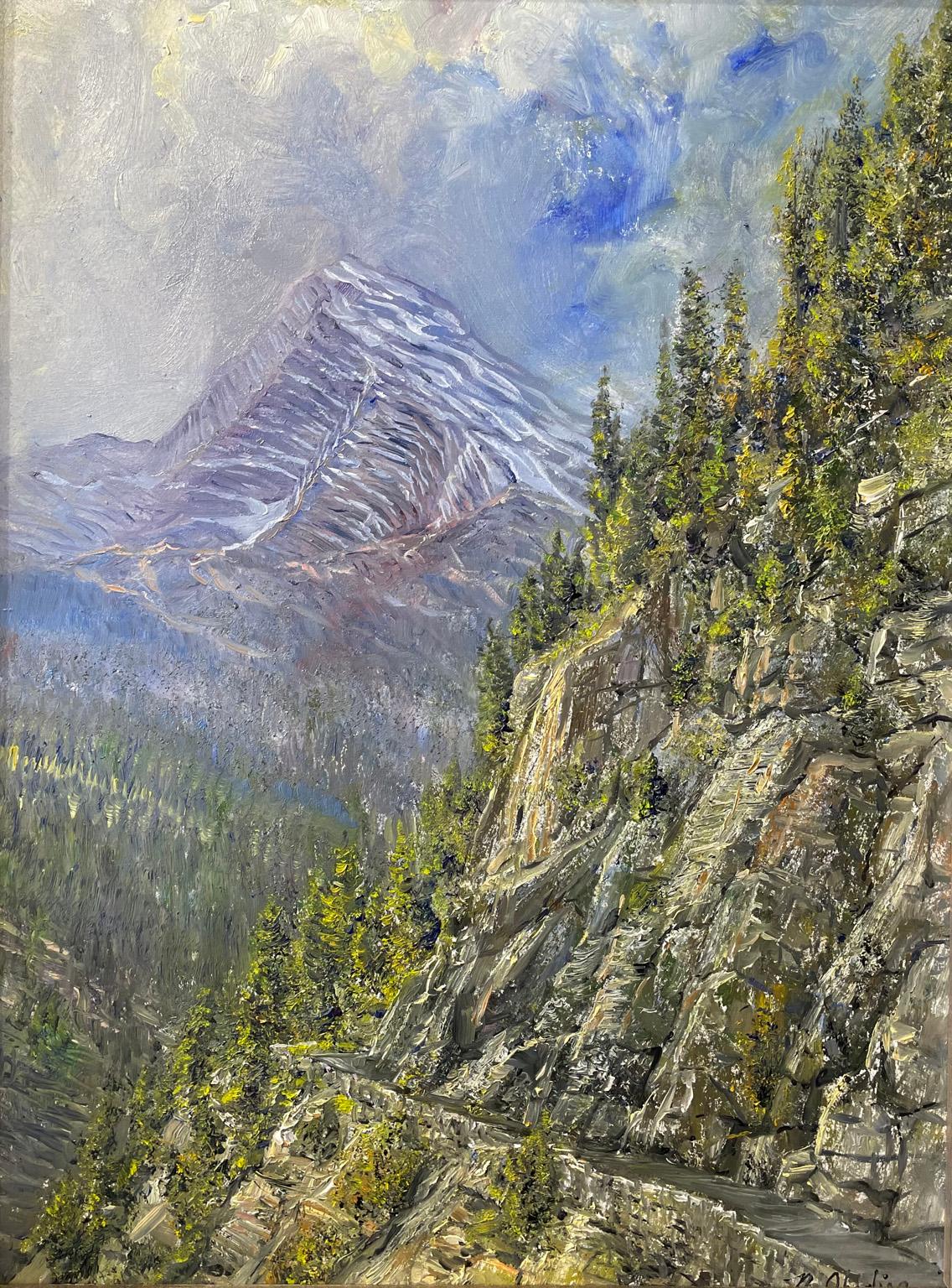 Nicholas Oberling Landscape Painting - View off the Going-to-the-Sun Road in Glacier National Park