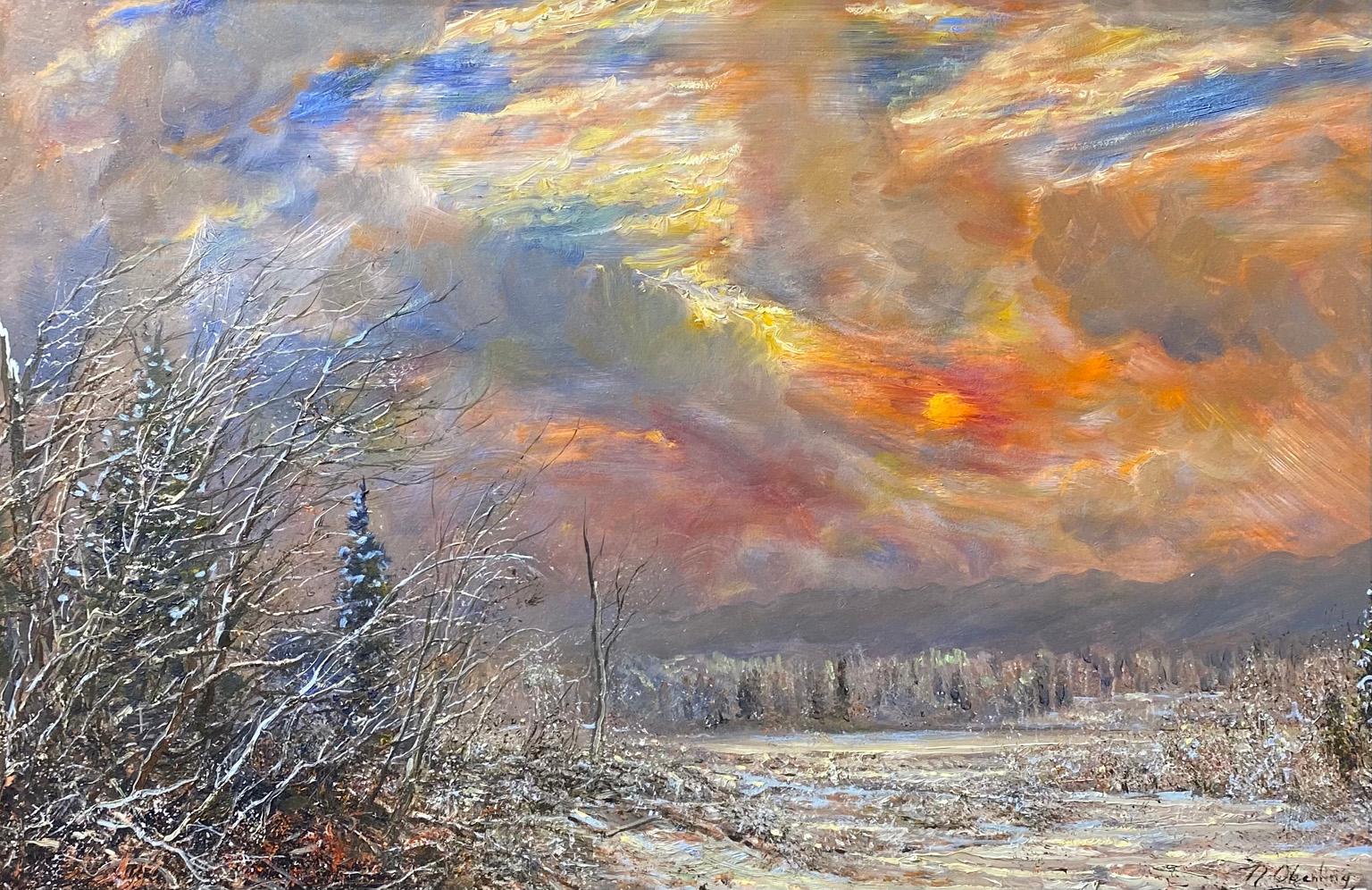 Nicholas Oberling Landscape Painting - Winter Sun in Northwest Montana