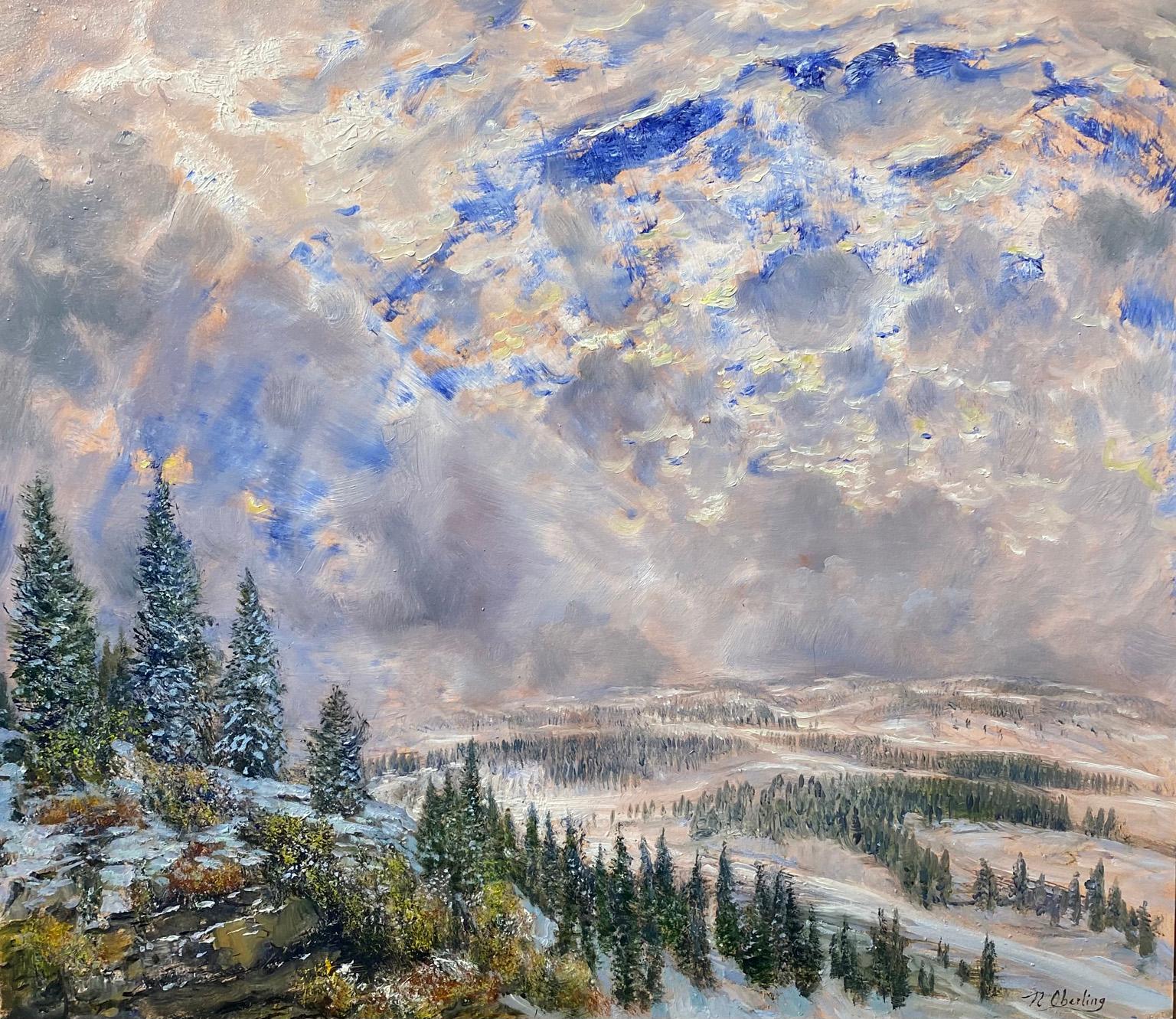 Nicholas Oberling Landscape Painting - Montana Winter in Flathead Valley