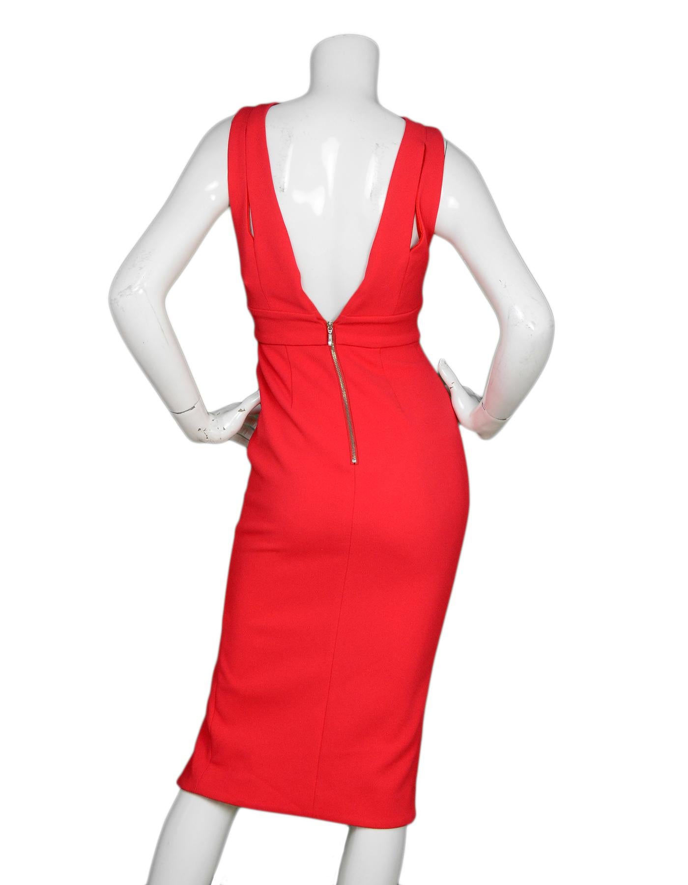 Nicholas Poppy Red Bonded Crepe Double Criss Cross Sleeveless Dress Sz 2 NWT In New Condition In New York, NY