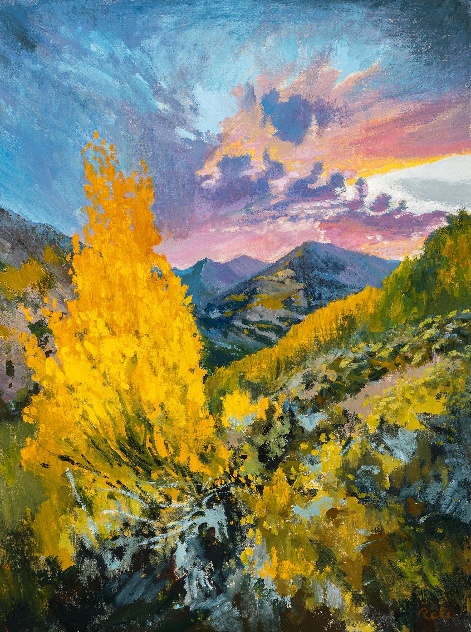 Pink Sky, Dusty Sage - Painting by Nicholas Reti