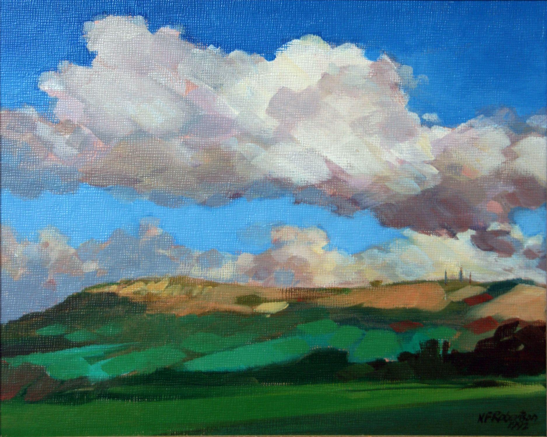 Landscape Painting Nicholas Robertson - Peinture, acrylique sur toile, nuage de Cléeve