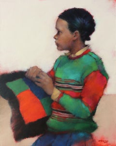 Delhi Schoolgirl, Painting, Acrylic on Canvas