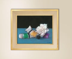 Paints and Flowers, Painting, Acrylic on Canvas
