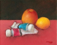 Gemälde und Früchte, Gemälde, Acryl auf Leinwand