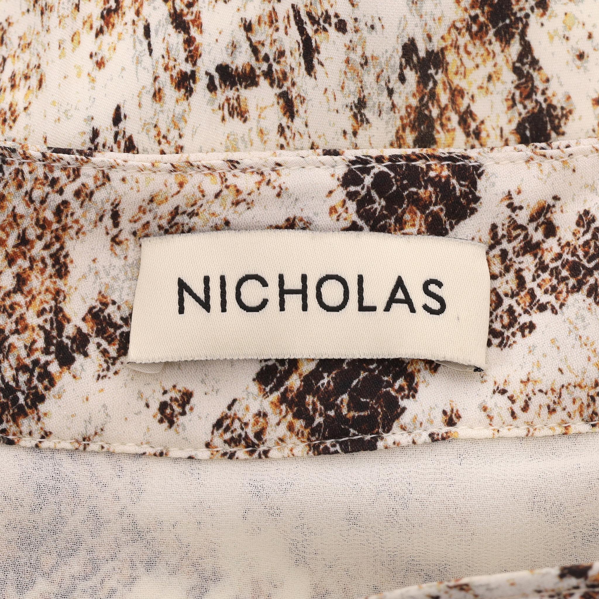 Nicholas Ruched Snake Print Silk Midi Skirt For Sale 2