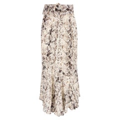 Nicholas Ruched Snake Print Silk Midi Skirt