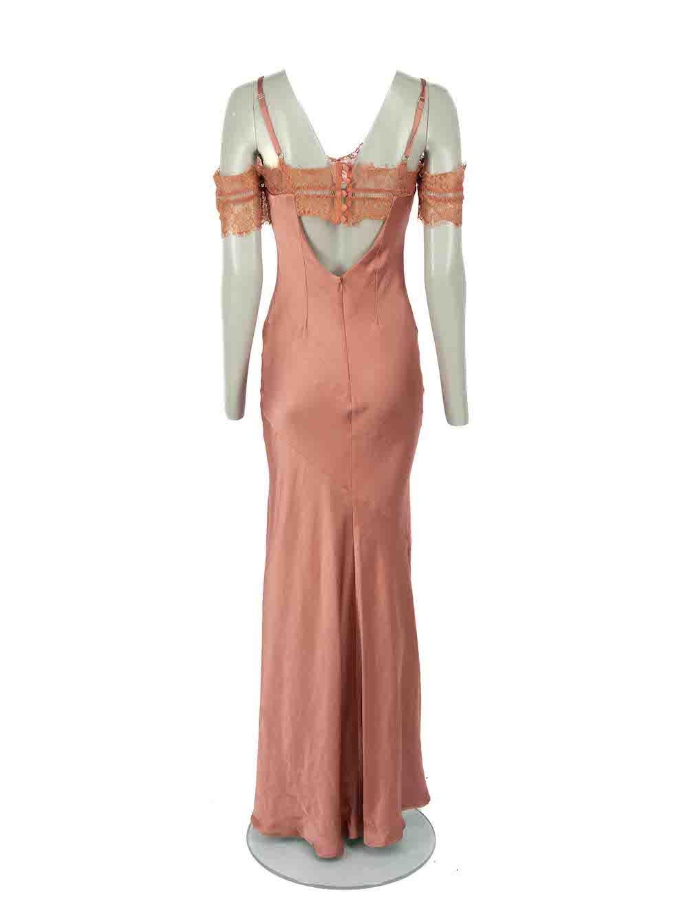 Nicholas Rust Pink Lace Detail Maxi Dress Size S In New Condition In London, GB
