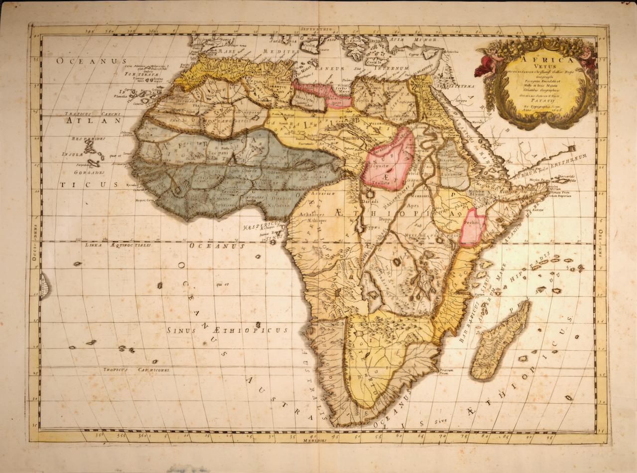 Nicholas Sanson d'Abbeville Landscape Print - "Africa Vetus": A 17th Century Hand-colored Map By Sanson