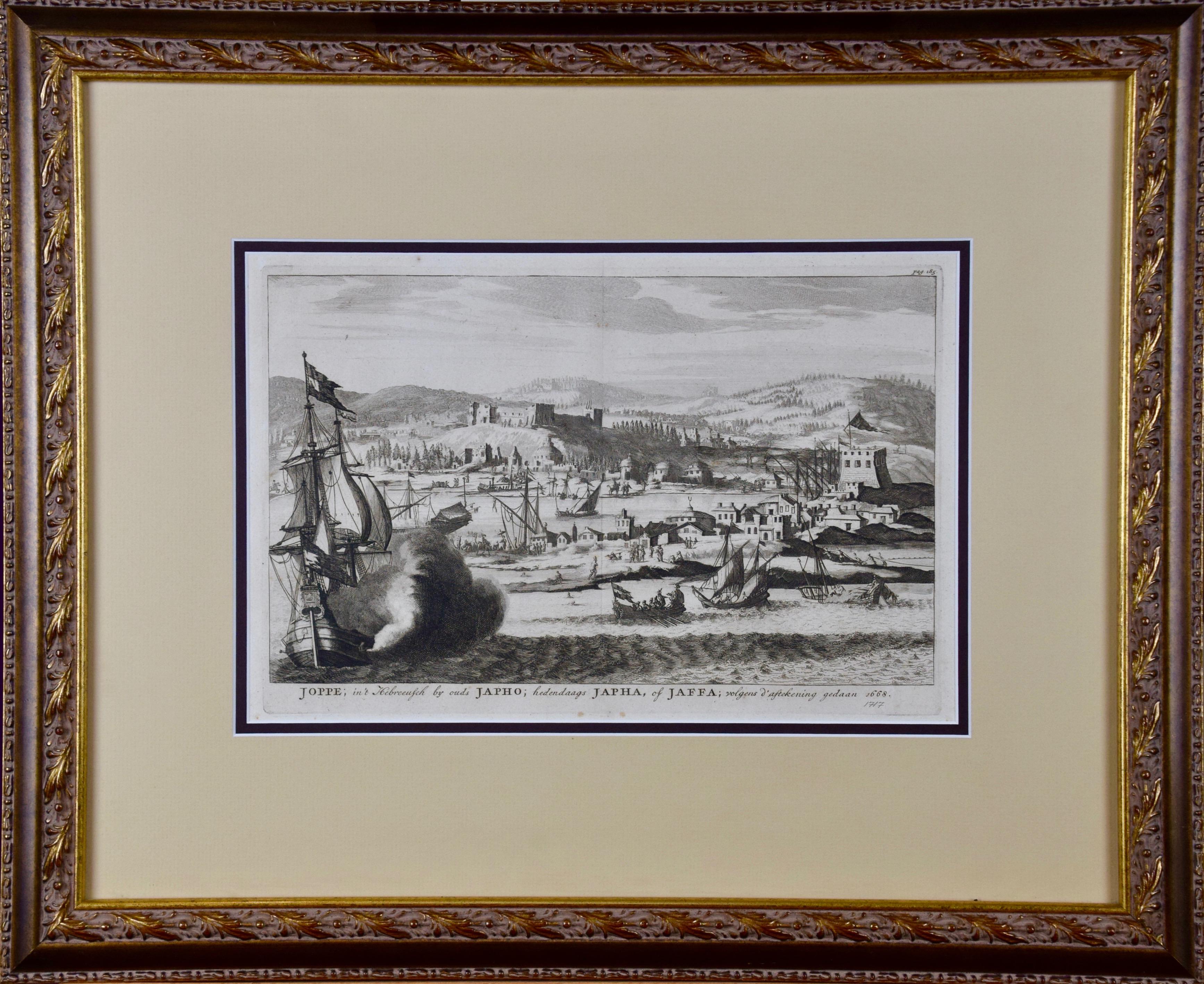 18th Century French Map and City View of Joppe/Jaffa (Tel Aviv) by Sanson - Print by Nicholas Sanson d'Abbeville